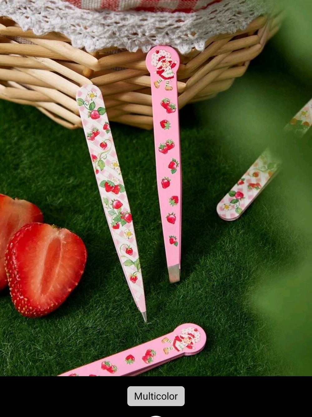 Strawberry Shortcake Print Pink Tweezers Set